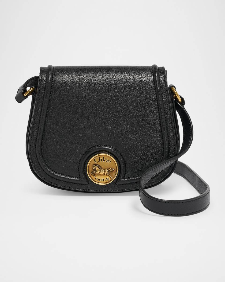 Horse Medal Saddle Crossbody Bag in Grained Leather